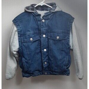 Eagle Ridge Outfitters Girl's Medium 10-12 Double Layer Jean Jacket Hood Vintage